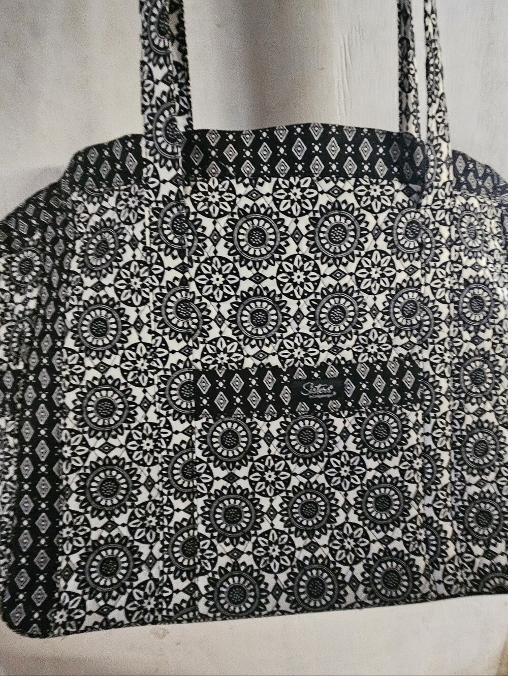 Black Longaberger SISTERS black & white geometric xtra large tote bag